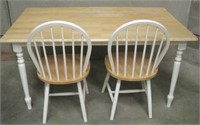 Country Style Wood Table With 2 Chairs