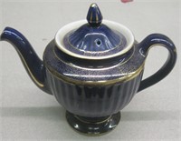 HALL Blue With Gold Trim Tea Pot