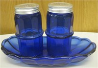 Vintage Cobalt Glass Salt & Pepper Set