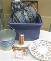 Bin of Collectibles, Phone, Light, Pail & More