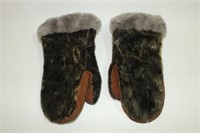Leather And Fur Mittens