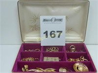 Elegant Vintage Gold Brocade Jewellery Box & Gold