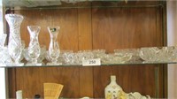 Shelf Lot Of Crystal Ashtrays,Dish, Vases