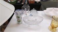 Lot of Pressed Glass~ Dish,Bowl Germany  Flower