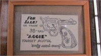 Aggie Pistol Post Card In Frame & Post Card Lot
