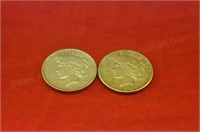 (2) Peace Silver Dollars - 1922, 1923s
