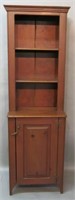 TALL NARROW PINE HUTCH IN RED WASH FINISH