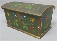 SMALL TABLE TOP FOLK PAINTED DOMETOP DOCUMENT BOX