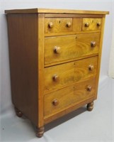 DIMINUTIVE 19TH C. FLAME MAHOGANY CHEST OF DRAWERS