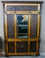 VICTORIAN CARVED WALNUT HALL TREE