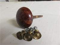 Vtg. Tigers Eye Porcelain Door Knob & Brass Pulls