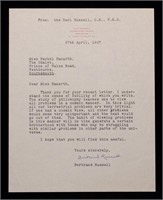 Russell, Lord Bertrand.  Typed Letter Signed