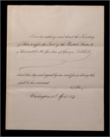 Hayes, Rutherford B.  Signed Document