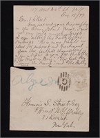 Alger, Horatio.  Signed Letter to Publisher