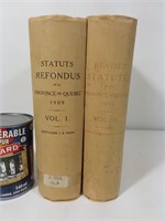 2 livres Statuts Refondus de QC vol 1 et 2, 1909