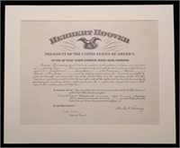 Hoover, Herbert.  Signed Appointment