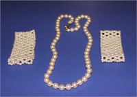 Pearl Necklace & Bracelets (3 pieces)