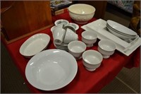 large lot of white dishes
