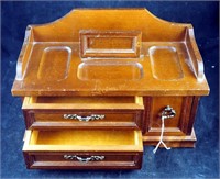Vintage Wood Dresser Top Jewelry Chest Box