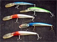 5 Spoonbill Diving Minnow Fishing Lures Lot