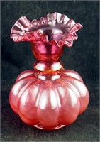 Vintage Fenton Style Pink Clear Glass 8" Vase