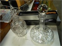 Two Crystal Decanters W/Stoppers