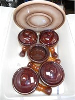 Sectioned Tray, lidded soup bowls