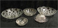 Crystal Bowl Set w/Covered Candy Dish