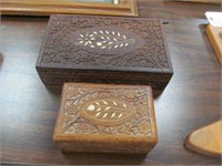(2) wood carved jewelry boxes