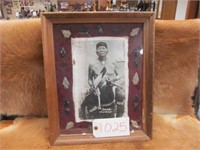 Framed Indian picture with arrow heads