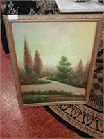 Framed tree canvas painting