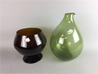 2 blown glass items