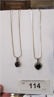 2 Sterling Necklaces Purple/Onyx