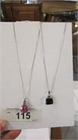 2 Sterling Necklaces ~ Pink & Purple Stone
