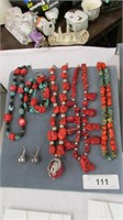 Red Stone Jewelry Lot ~ Sterling Silver Earrings