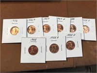 9 uncirculated wheat pennies