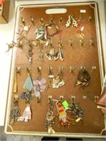 Several Pr of Earrings on Old Key Hook Sorter