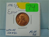 1946-S/S Error Wheat Penny - WRPM #8 RPM #8C MS-64