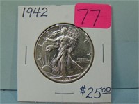 1942 Walking Liberty Silver Half Dollar - AU
