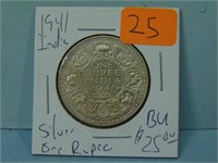 1941 India Silver One Rupee - BU