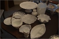 COLLECTION OF ASSORTED MILK GLASS