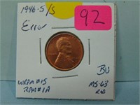 1946-S/S Error Wheat Penny - WRPM #15 RPM #1A BU