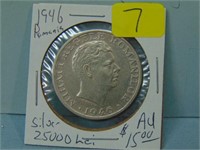 1946 Romania 25000 Lei Silver Coin - AU