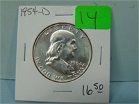 1954-D Franklin Silver Half Dollar - BU