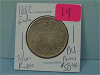 1862 India Silver Rupee - AU