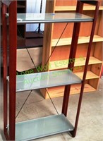 Wood and metal w/ 3 glass shelves