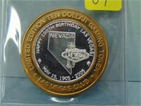 $10 Gaming Token Silver Strike - Vegas Club