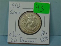 1960 Greece Silver 20 Drachmai - BU