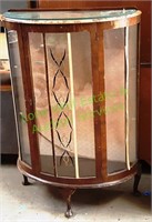 Vintage Curved Glass Curio Cabinet