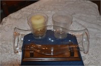 HURRICANE GLASS WITH STAND, 2 GLASS CANDLEHOLDERS